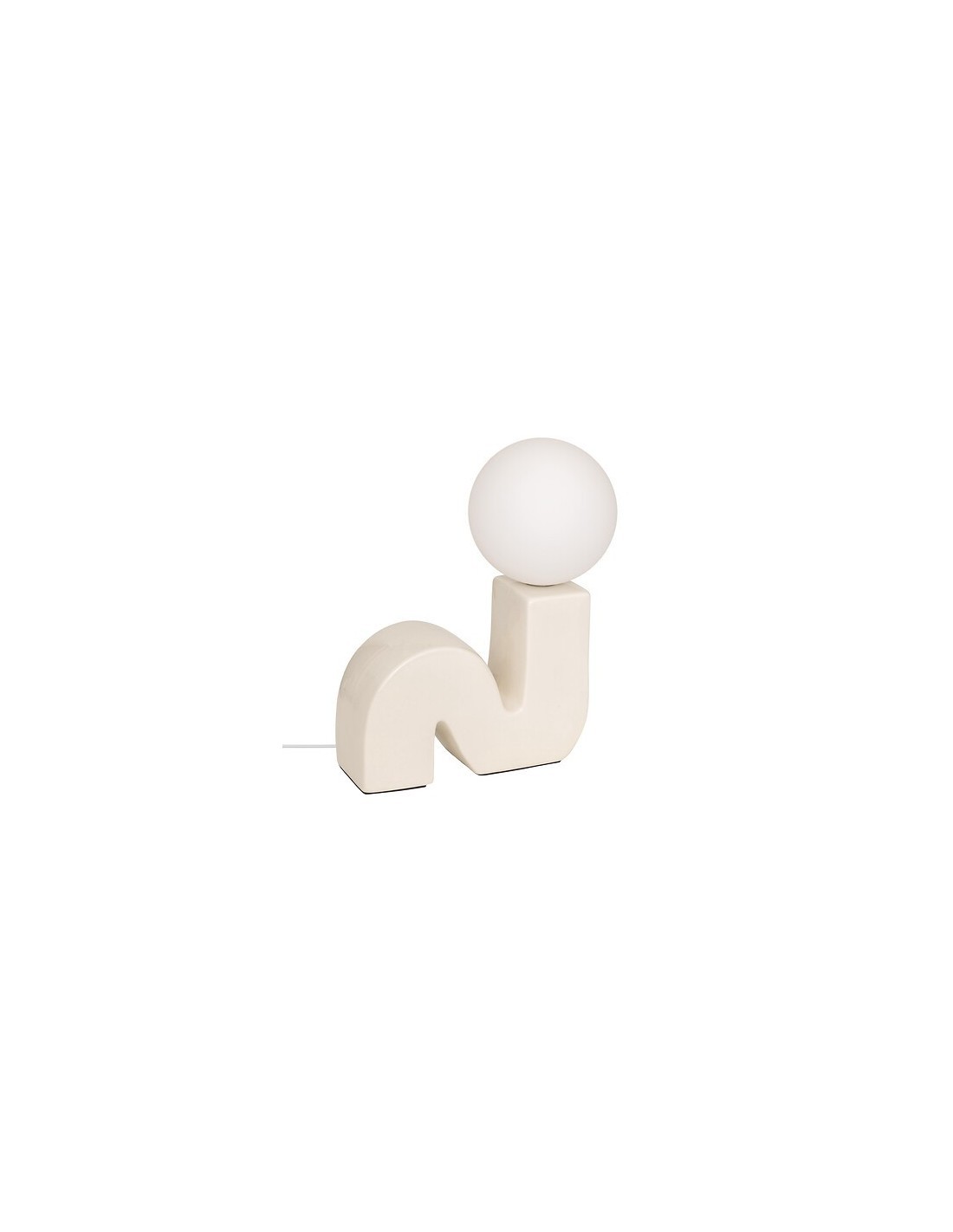 Lampada Sibil, H. 33,5 cm, L. 28,4 cm, terracotta beige, boule opaline, ceramica e vetro