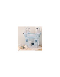 Tenda castello bambini, blu, L. 130 cm, P. 78 cm, H. 78 cm, leggera, con porta avvolgibile