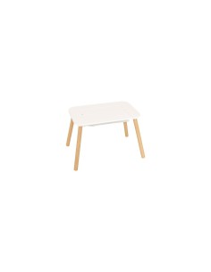 Tavolo Buldy, L. 68,5 cm, P. 46,5 cm, H. 43 cm, piano reversibile, bianco, tavolino giochi bambini