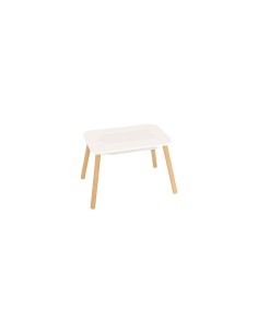 Tavolo Buldy, L. 68,5 cm, P. 46,5 cm, H. 43 cm, piano reversibile, bianco, tavolino giochi bambini