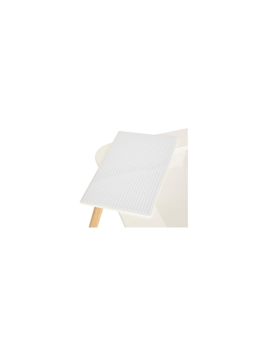 Tavolo Buldy, L. 68,5 cm, P. 46,5 cm, H. 43 cm, piano reversibile, bianco, tavolino giochi bambini