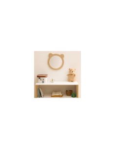 Specchio boucle, orsetto Beary, diametro 33,5 cm, marrone, MDF, vetro