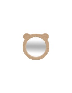 Specchio boucle, orsetto Beary, diametro 33,5 cm, marrone, MDF, vetro