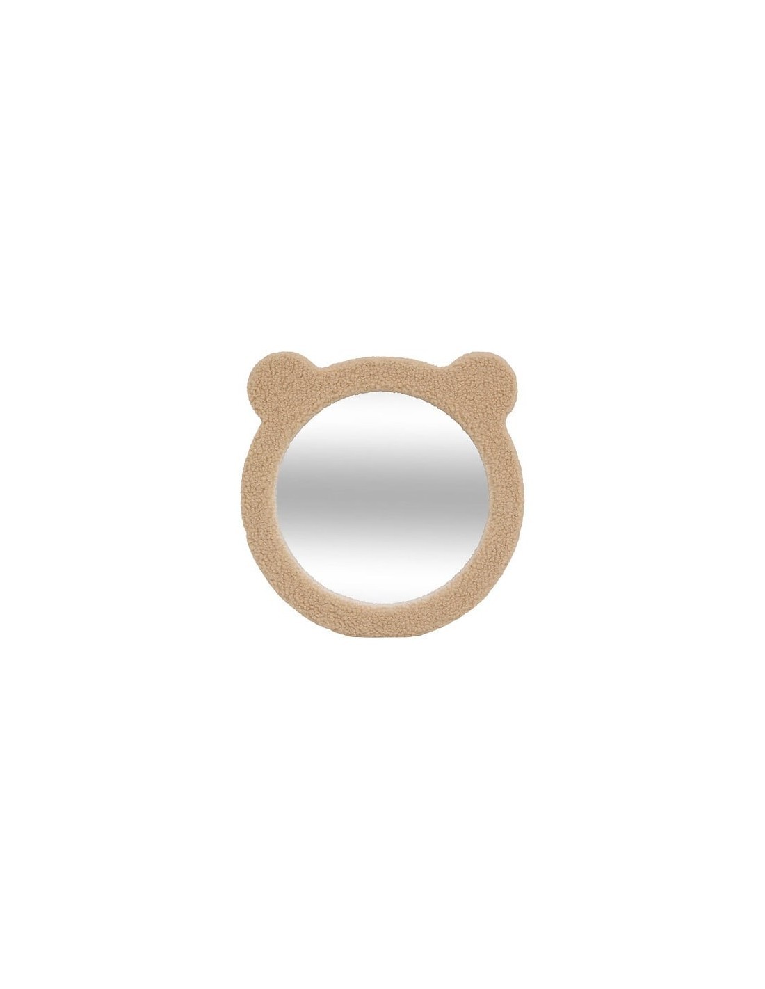 Specchio boucle, orsetto Beary, diametro 33,5 cm, marrone, MDF, vetro