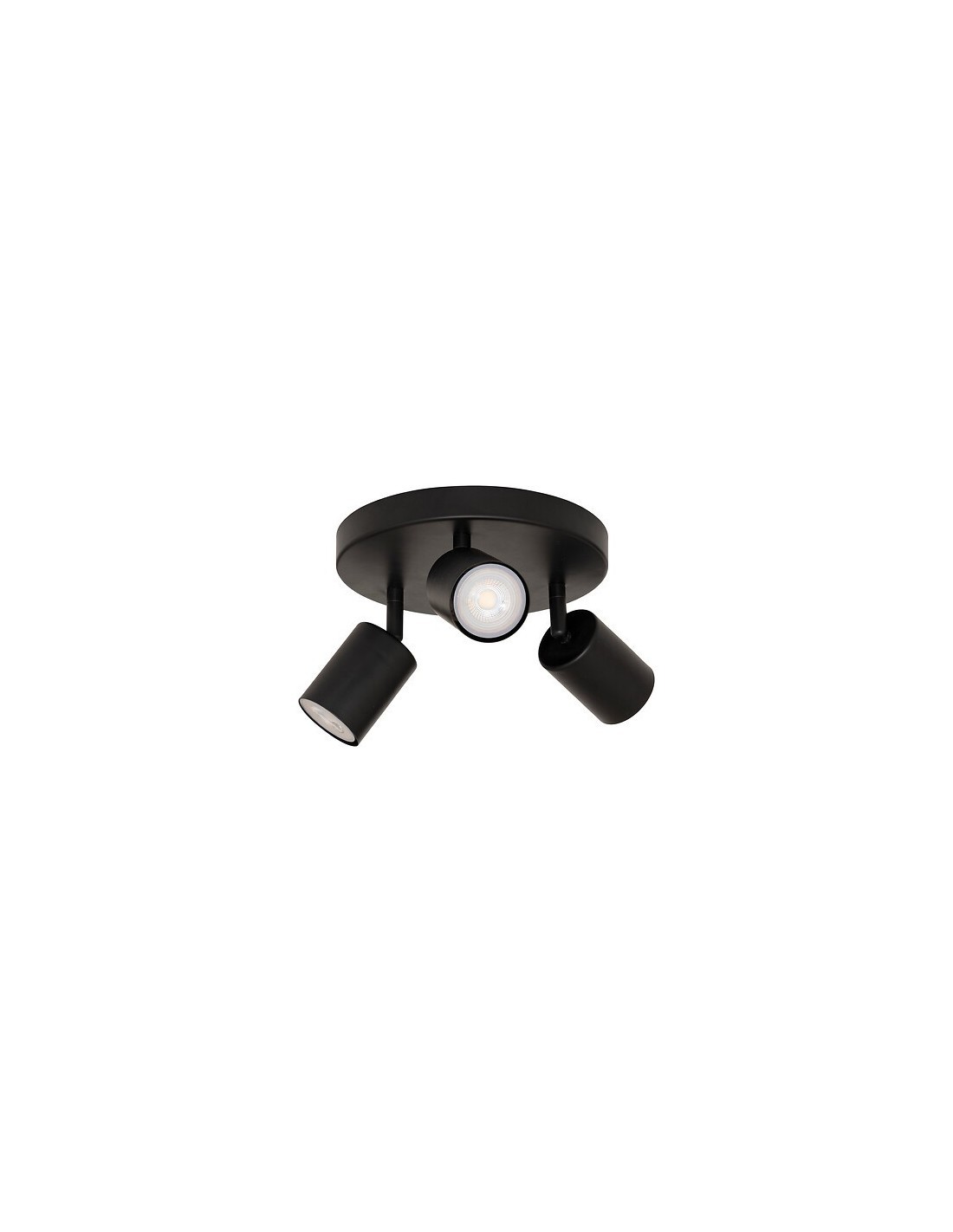 Lampadario 3 luci, Vico, metallo nero, diametro 20 cm, spot orientabile