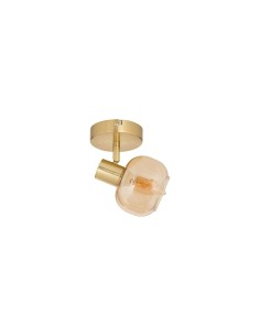 Applique Pilia, metallo dorato, vetro ambra, diametro 10 cm, spot orientabile