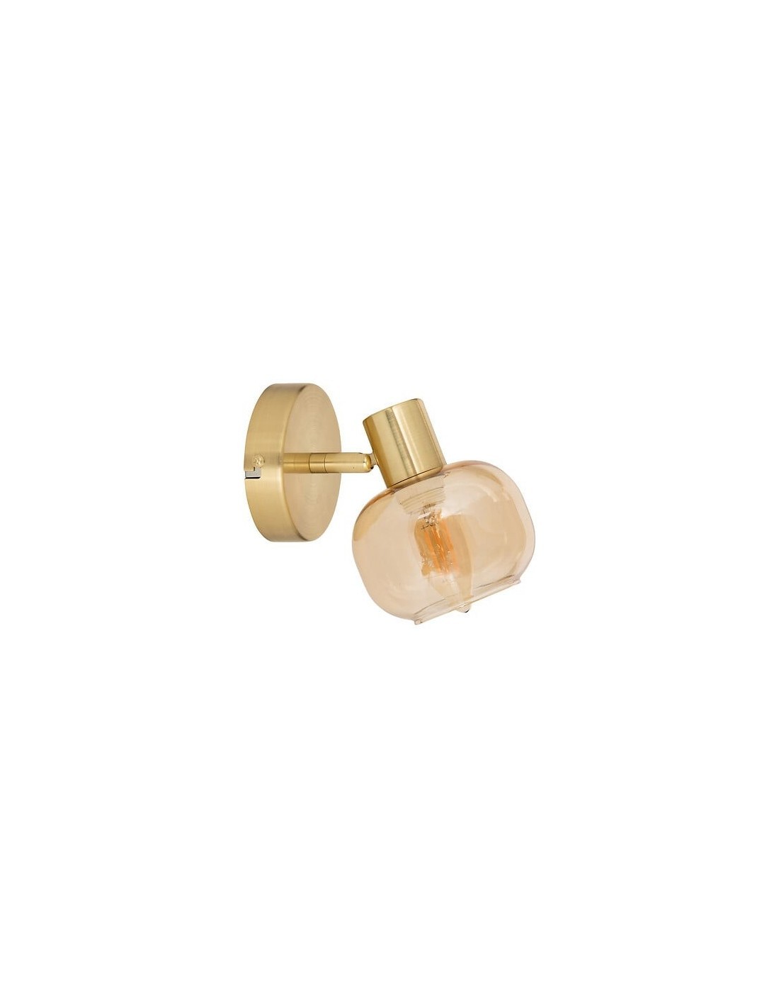 Applique Pilia, metallo dorato, vetro ambra, diametro 10 cm, spot orientabile