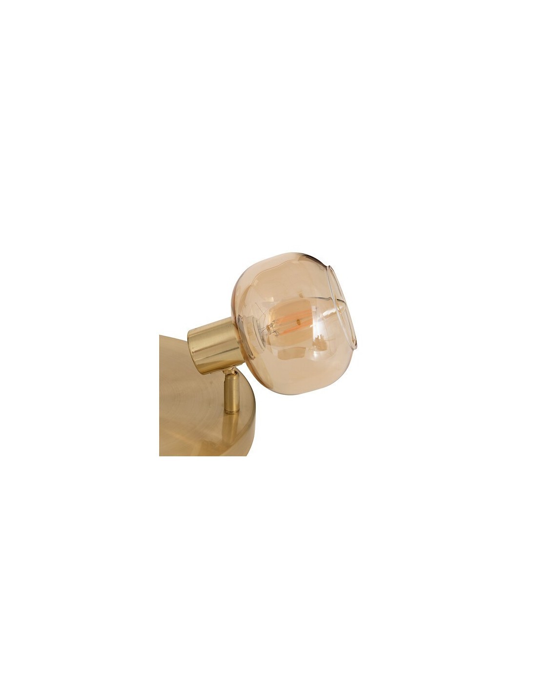 Lampadario 3 luci Pilia, metallo dorato, vetro ambra, diametro 25 cm, spot orientabile
