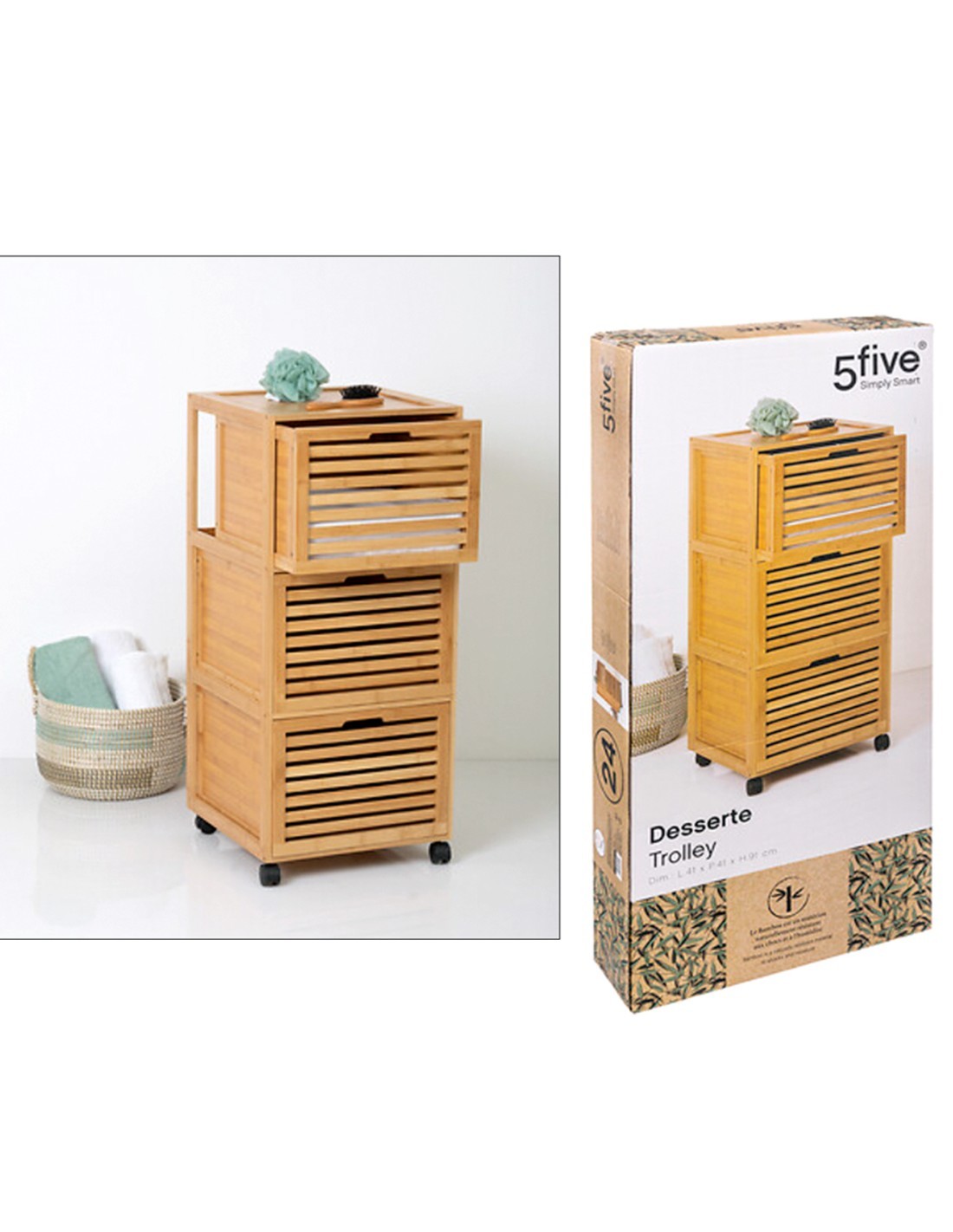 MOBILE BAGNO 160824 SICELA 41X41X93CM BAMBOO