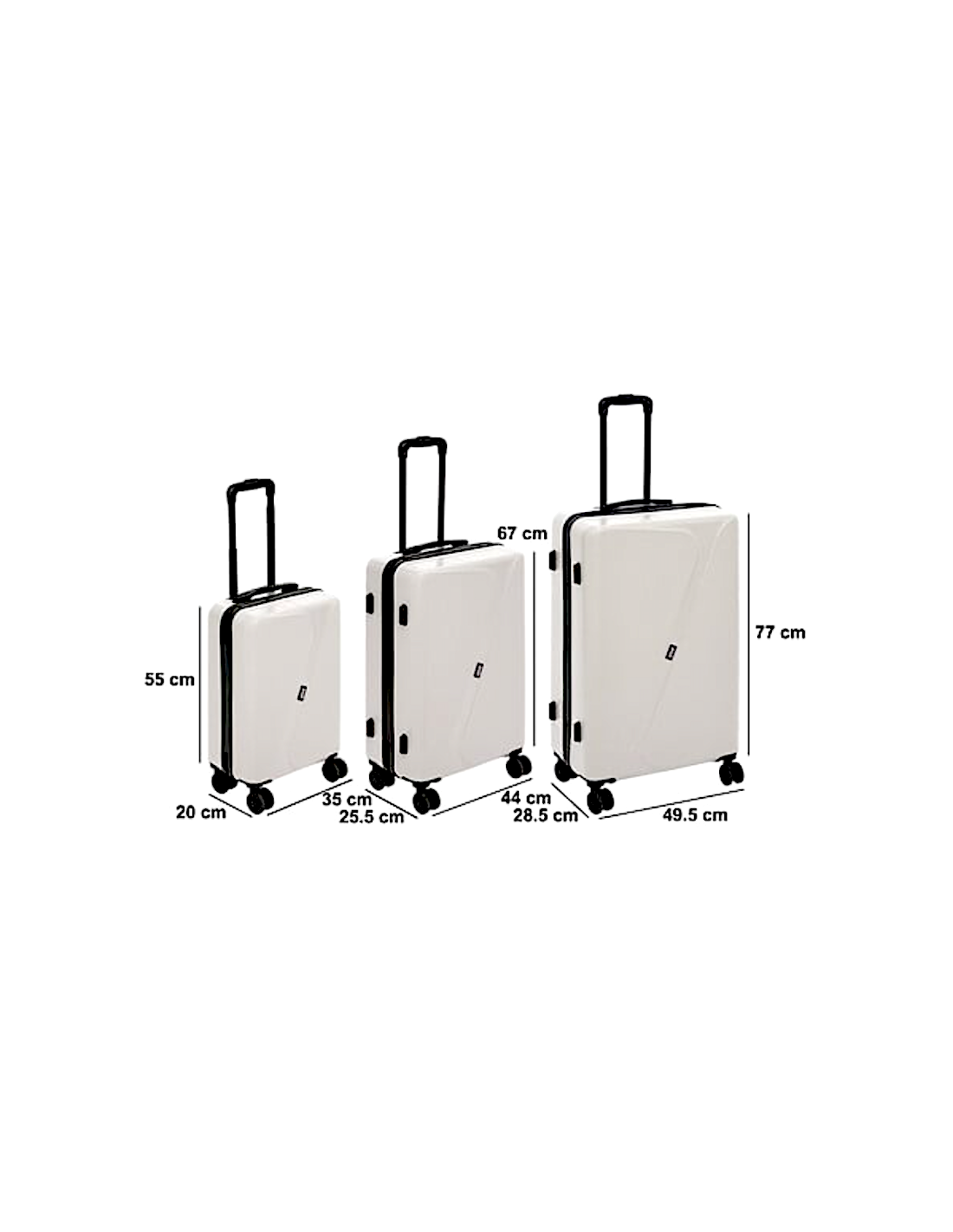VALIGIA 213500A 2 MIS ABS BIANCO CON RUOTE 44X25,5X67CM