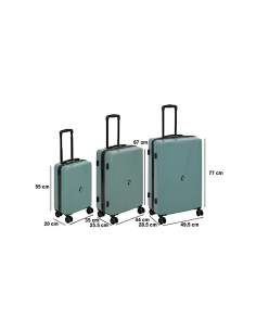 VALIGIA 213500B 3 MIS ABS VERDE CON RUOTE 49,5X28,5X77CM