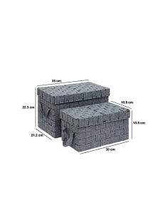 SCATOLA 213343A 2 MIS LISE GRIGIO 35X21X22CM POLIESTERE