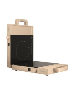 Piastra Induzione Doppia Portatile, Iridea Champagne, 3500W, Timer 99 Min, Display Digitale, Richiudibile