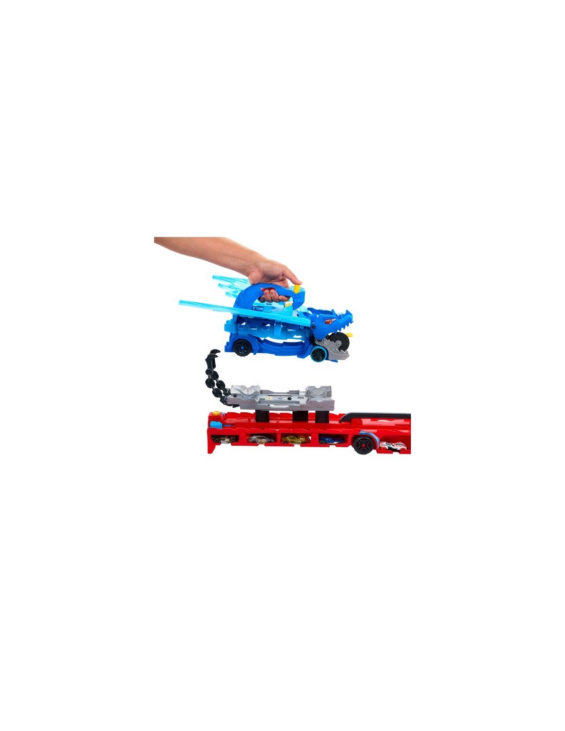 Hot Wheels City Ultra Drag Haul - Camion Trasportatore con Draghi e Pista
