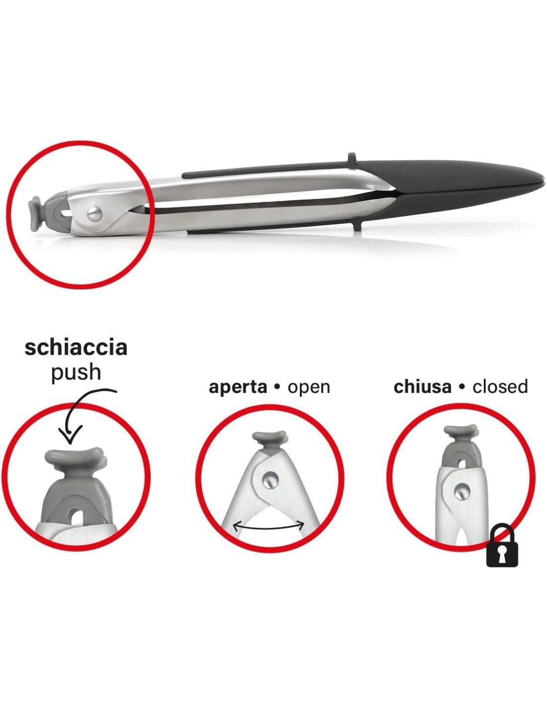 PEDRINI, PINZE CUCINA MULTIUSO ACCIAIO SILICONE, 25 CM