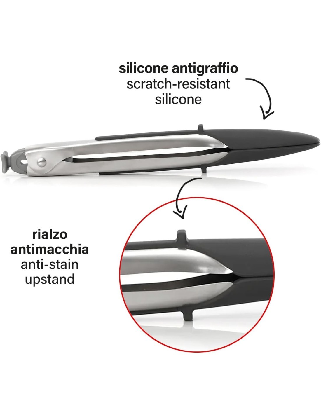PEDRINI, PINZE CUCINA MULTIUSO ACCIAIO SILICONE, 25 CM