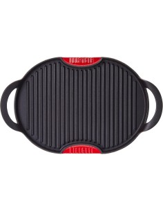 Aeternum Griglia in Ghisa Ovale 36x26 cm con Vassoio in Legno – Adatta a Induzione