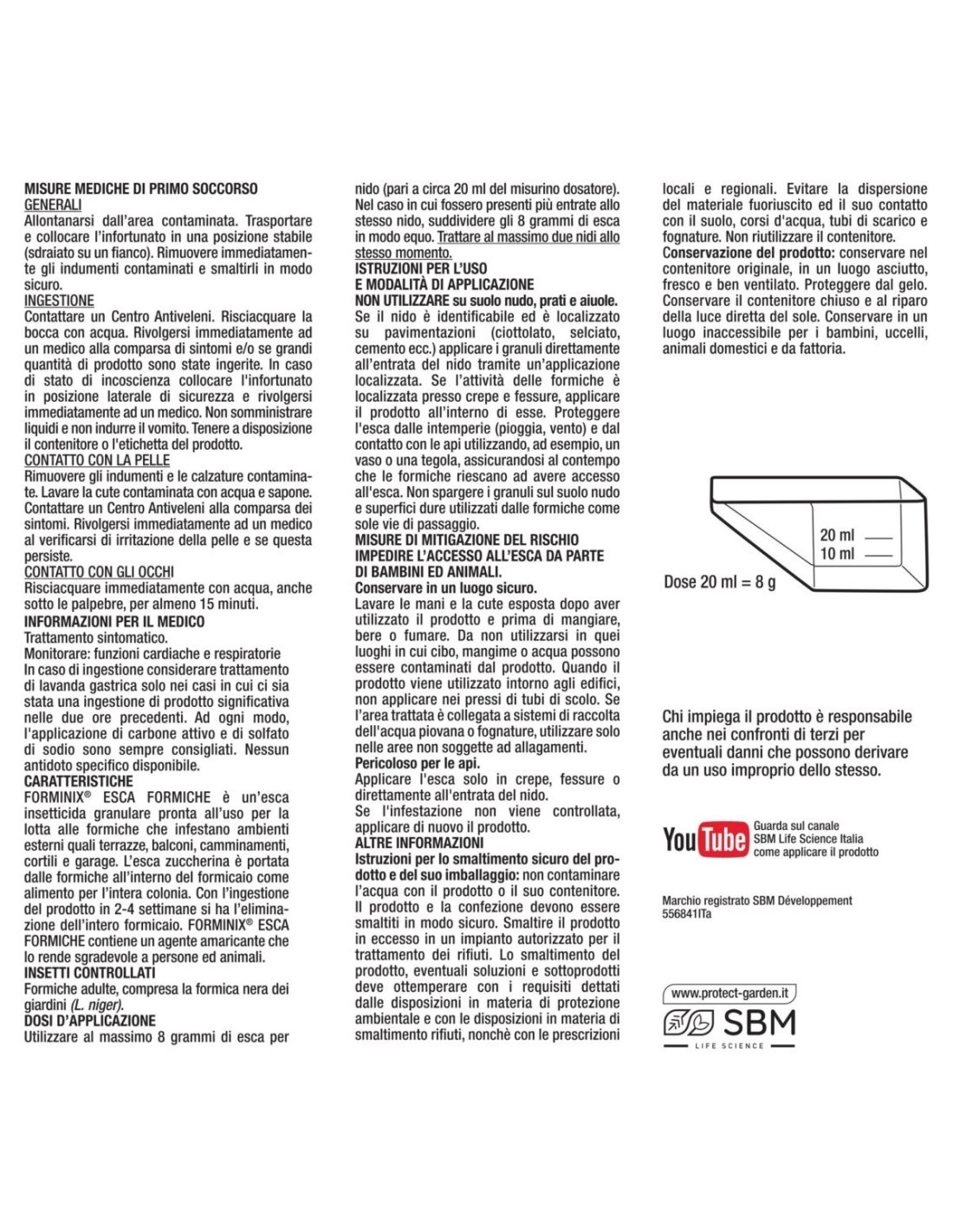 ESCA FORMICHE IN GRANULI FORMINIX PROTECT HOME 500 GRAMMI CON MISURINO