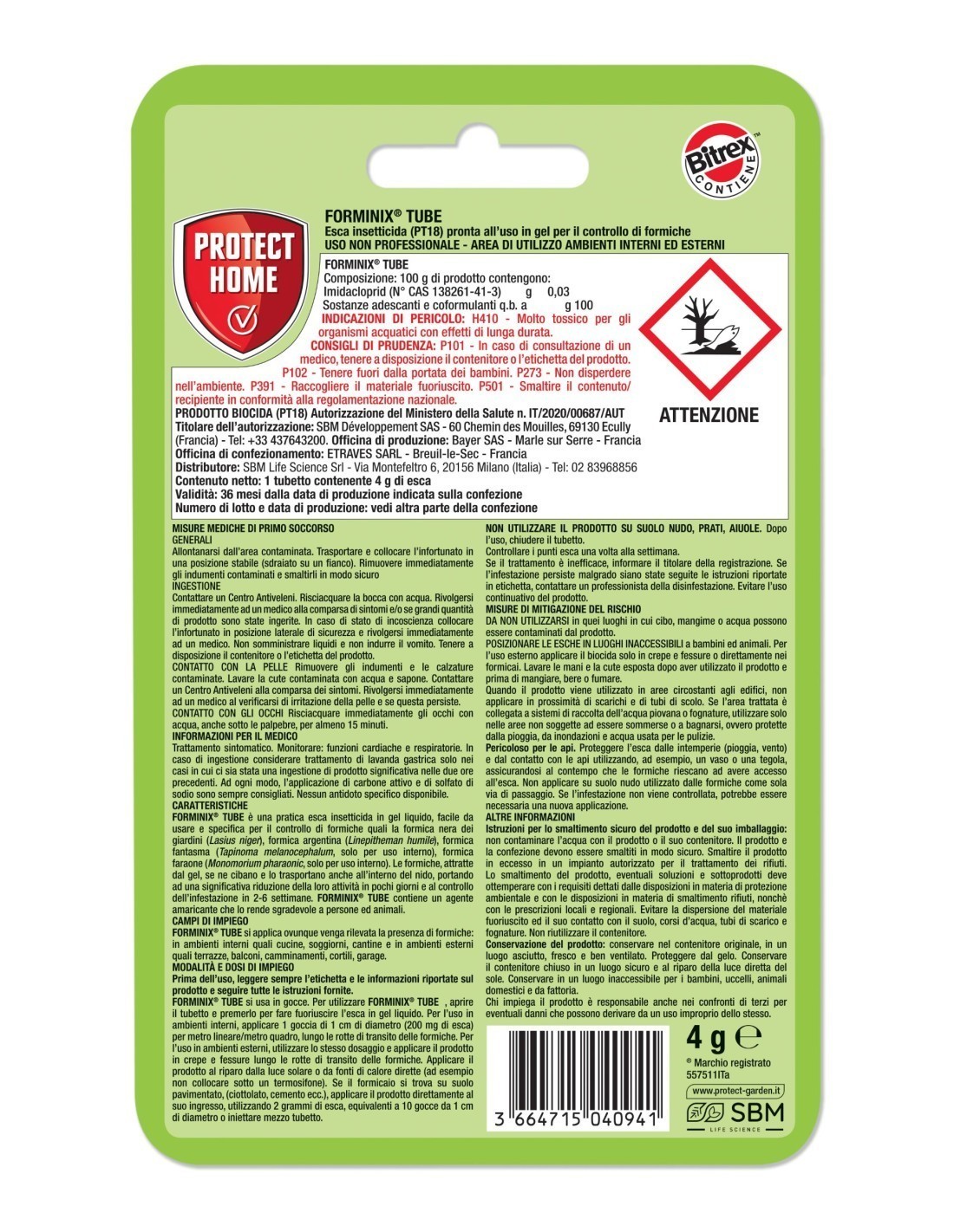 GEL INSETTICIDA FORMICHE FORMINIX 4 GRAMMI PROTECT HOME