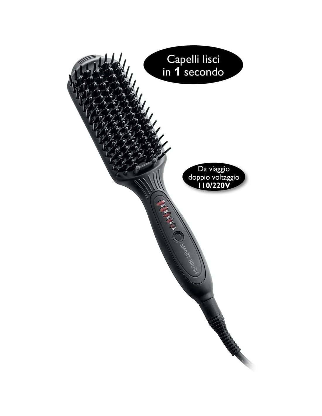 MACOM Sensation 228 Smart Brush Spazzola Riscaldante Lisciante in Ceramica Nero