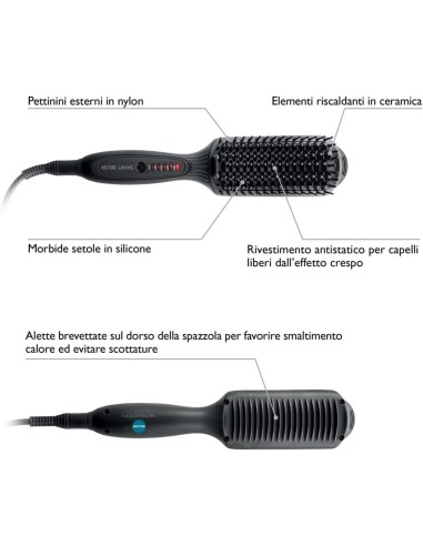 MACOM Sensation 228 Smart Brush Spazzola Riscaldante Lisciante in Ceramica Nero