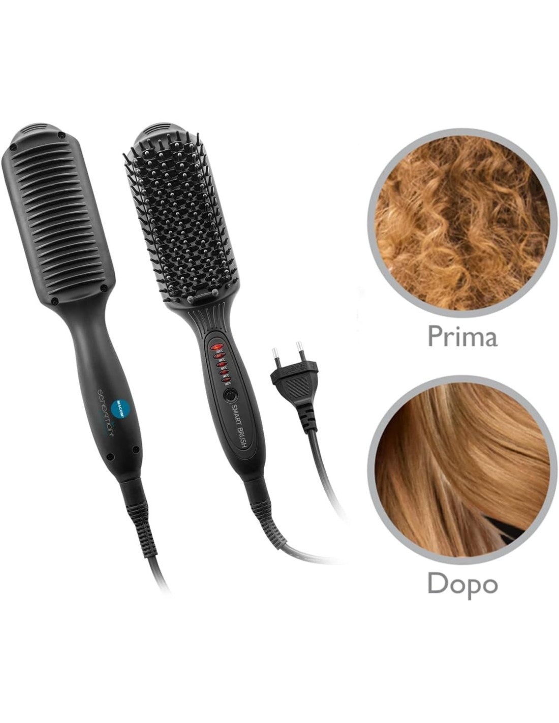 MACOM Sensation 228 Smart Brush Spazzola Riscaldante Lisciante in Ceramica Nero