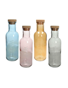 Tognana Vidro – Bottiglia in Vetro con Tappo in Sughero 1 Litro colori assortiti
