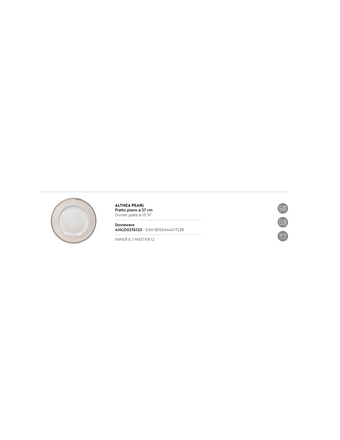 Piatto Piano Althea Pearl - Tognana