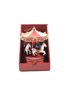 Giostra carosello di Natale  con musica, luci e movimento 13x13x18,5 cm, La magia di natale per decorazioni