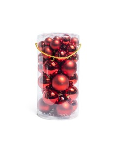 Sfere di Natale rosse in plastica miste, confezione da 50 pezzi, La magia di natale per alberi