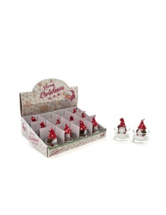 Candela di Natale Babbo Fungo in vetro 5x6,5 cm, La magia di natale per tavoli, mensole e centrotavola