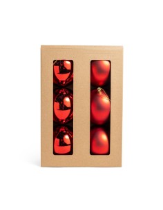 Sfere di Natale rosse 10 cm in plastica, confezione da 6 pezzi, La magia di natale per alberi