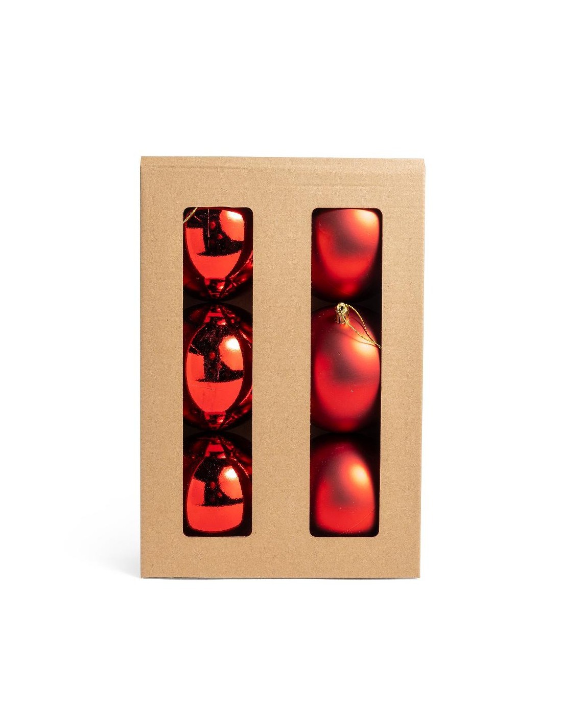 Sfere di Natale rosse 10 cm in plastica, confezione da 6 pezzi, La magia di natale per alberi