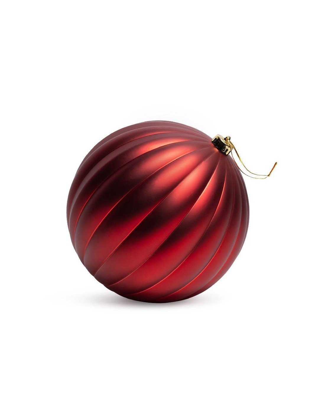 Sfera di Natale striata rossa 20 cm in plastica, La magia di natale per alberi, centrotavola e decorazioni festive