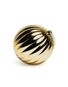 Sfera di Natale striata dorata lucida 20 cm in plastica, La magia di natale per alberi, centrotavola e decorazioni festive