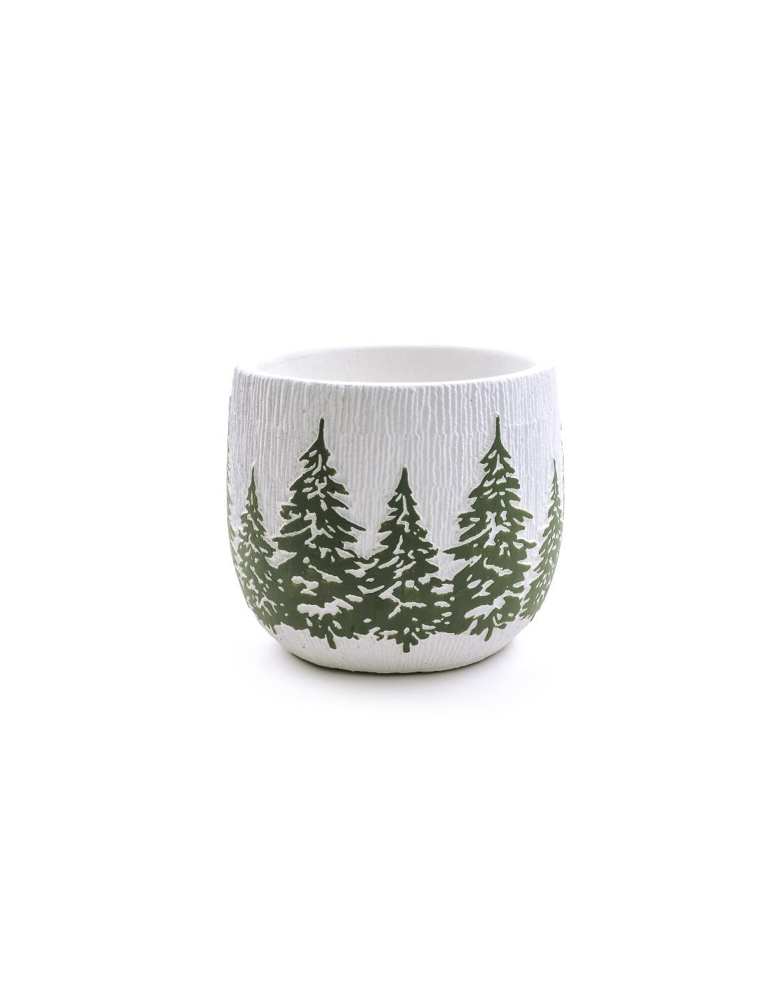 Vaso di Natale in cemento decorato 15x15x13 cm,  La magia di natale per tavoli, mensole e centrotavola
