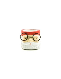 Vaso Babbo di Natale con occhiali in cemento 9,5x8,5x7,5 cm, La magia di natale per tavoli, mensole e centrotavola