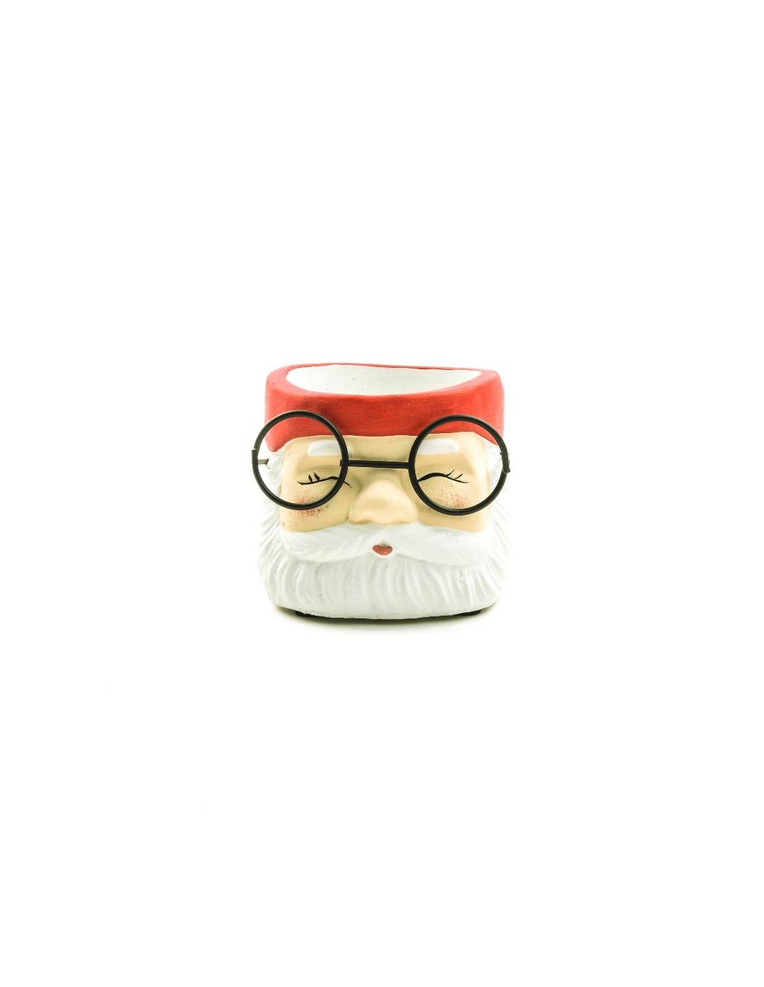Vaso Babbo di Natale con occhiali in cemento 9,5x8,5x7,5 cm, La magia di natale per tavoli, mensole e centrotavola