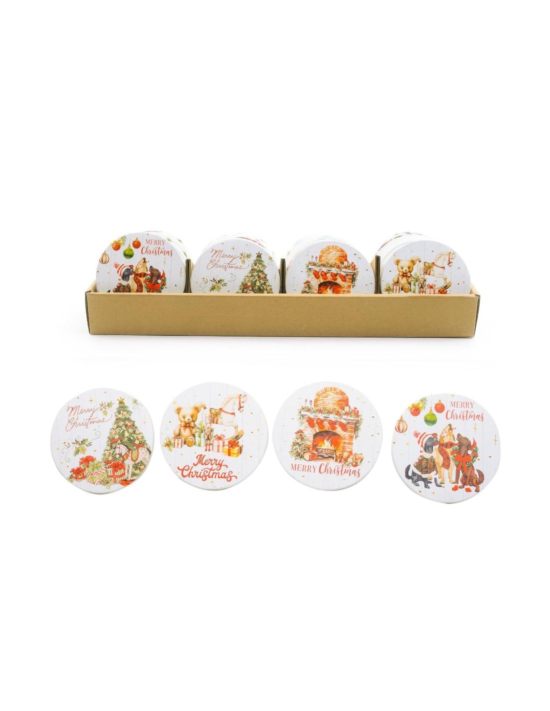 Sottobicchiere di Natale in ceramica 10x10 cm assortito, La magia di natale per tavoli, bevande e decorazioni festive