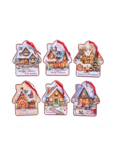 Decorazione casetta di Natale in ceramica 22x18 cm assortita, La magia del natale