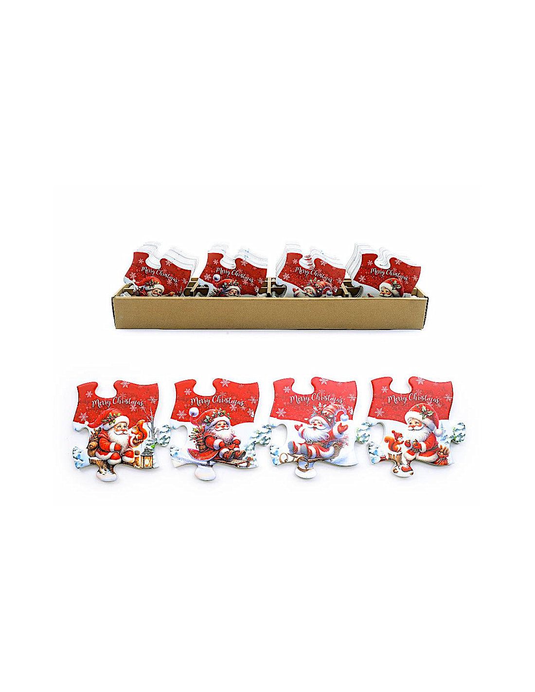 Sottobicchiere di Natale puzzle 11x11 cm in ceramica assortito,  La magia di natale per tavoli e bevande festive