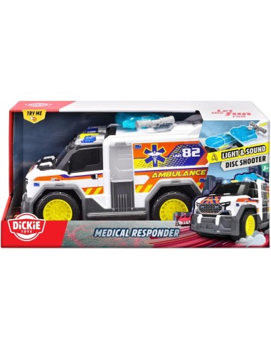 DICKIE TOYS, AMBULANZA GIOCATTOLO, VEICOLO DI SOCCORSO, LUCI E SUONI, GIOCO BAMBINI 3+