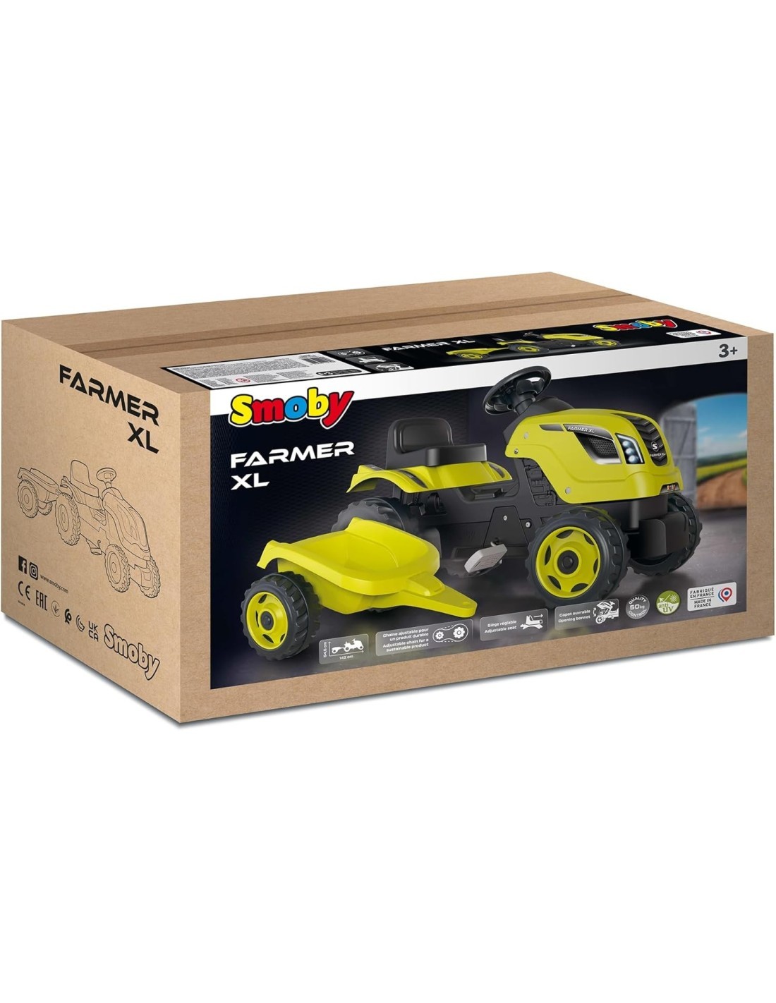 TRATTORE FARMER XL, VERDE, GIOCATTOLO BAMBINI, GIOCO ALL’APERTO, RESISTENTE, 3+