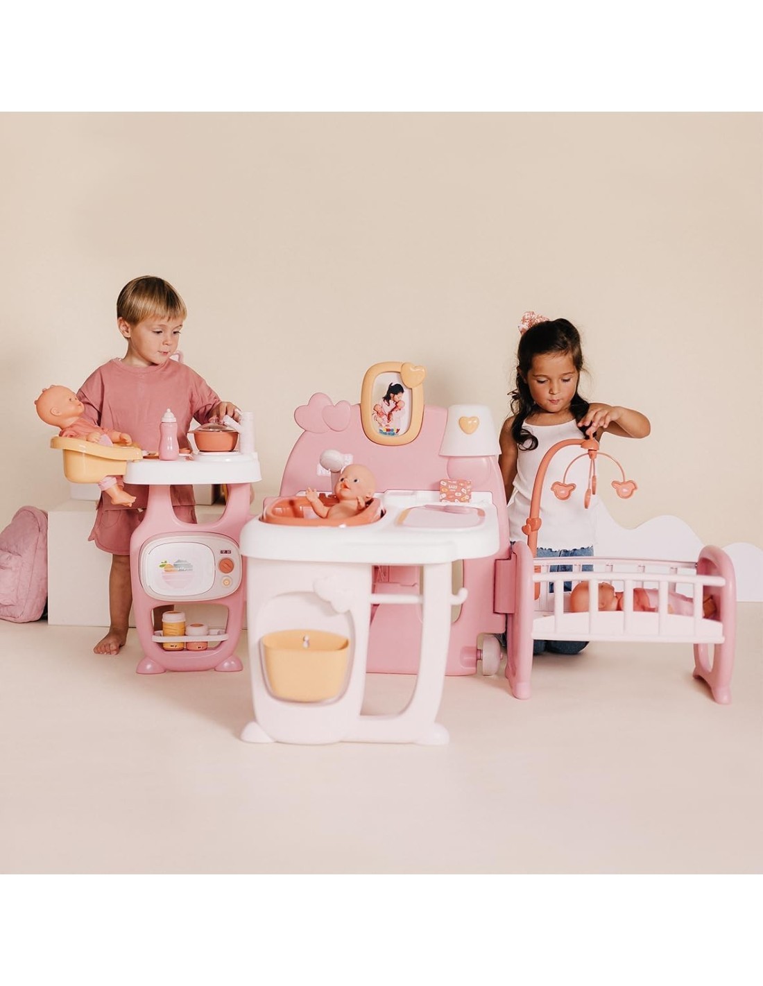 SMOBY, BABY NURSE CASETTA GRANDE PER NEONATI, 3 AREE GIOCO, 19 ACCESSORI, PIEGHEVOLE, TRASPORTABILE, GIOCO 3+