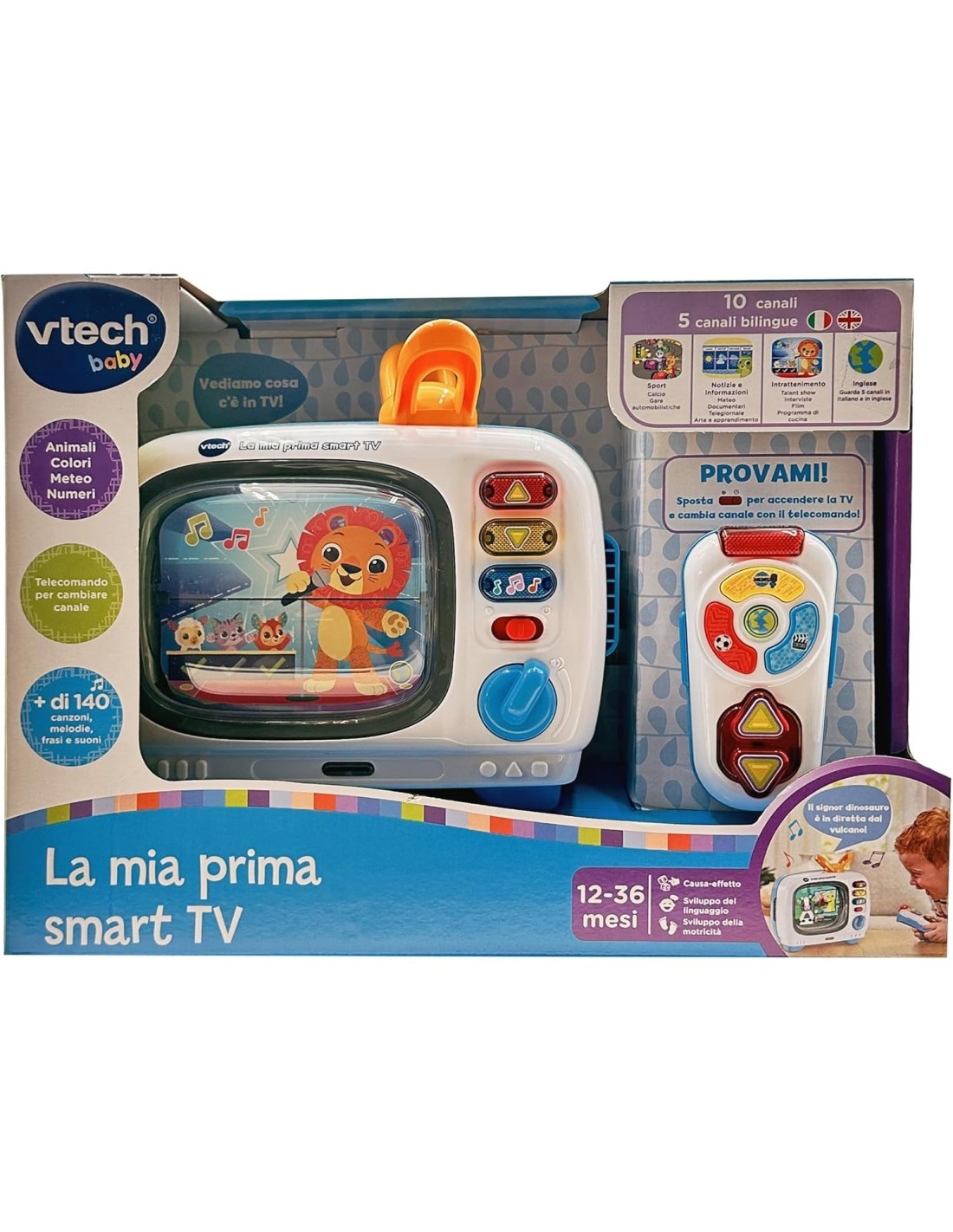 VTECH LA MIA PRIMA SMART TV, TELEVISIONE INTERATTIVA BAMBINI, TELECOMANDO, 10 CANALI, 12-36 MESI