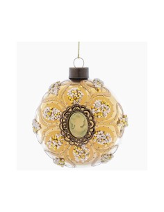 Sfera di Natale Oro Cameo 12cm Vetro, Pallina Natalizia, Decorazioni Albero, La magia di Natale per la casa