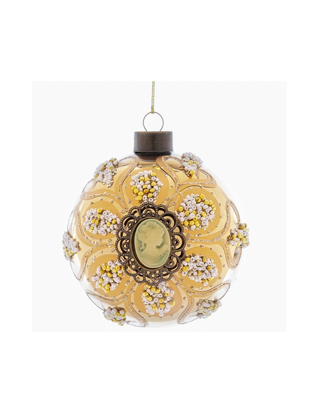 Sfera di Natale Oro Cameo 12cm Vetro, Pallina Natalizia, Decorazioni Albero, La magia di Natale per la casa
