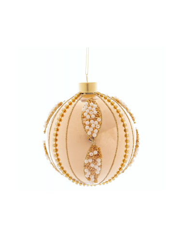Sfera di Natale Oro Beads 8cm Vetro, Pallina Natalizia, Decorazioni Albero, La magia di Natale per la casa