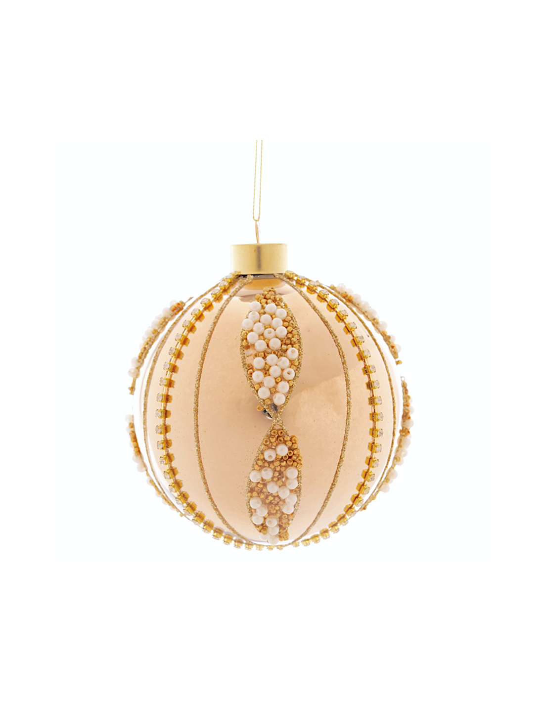 Sfera di Natale Oro Beads 8cm Vetro, Pallina Natalizia, Decorazioni Albero, La magia di Natale per la casa