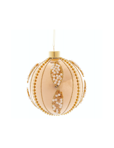 Sfera di Natale Oro Beads 12cm Vetro, Pallina Natalizia, Decorazioni Albero, La magia di Natale per la casa